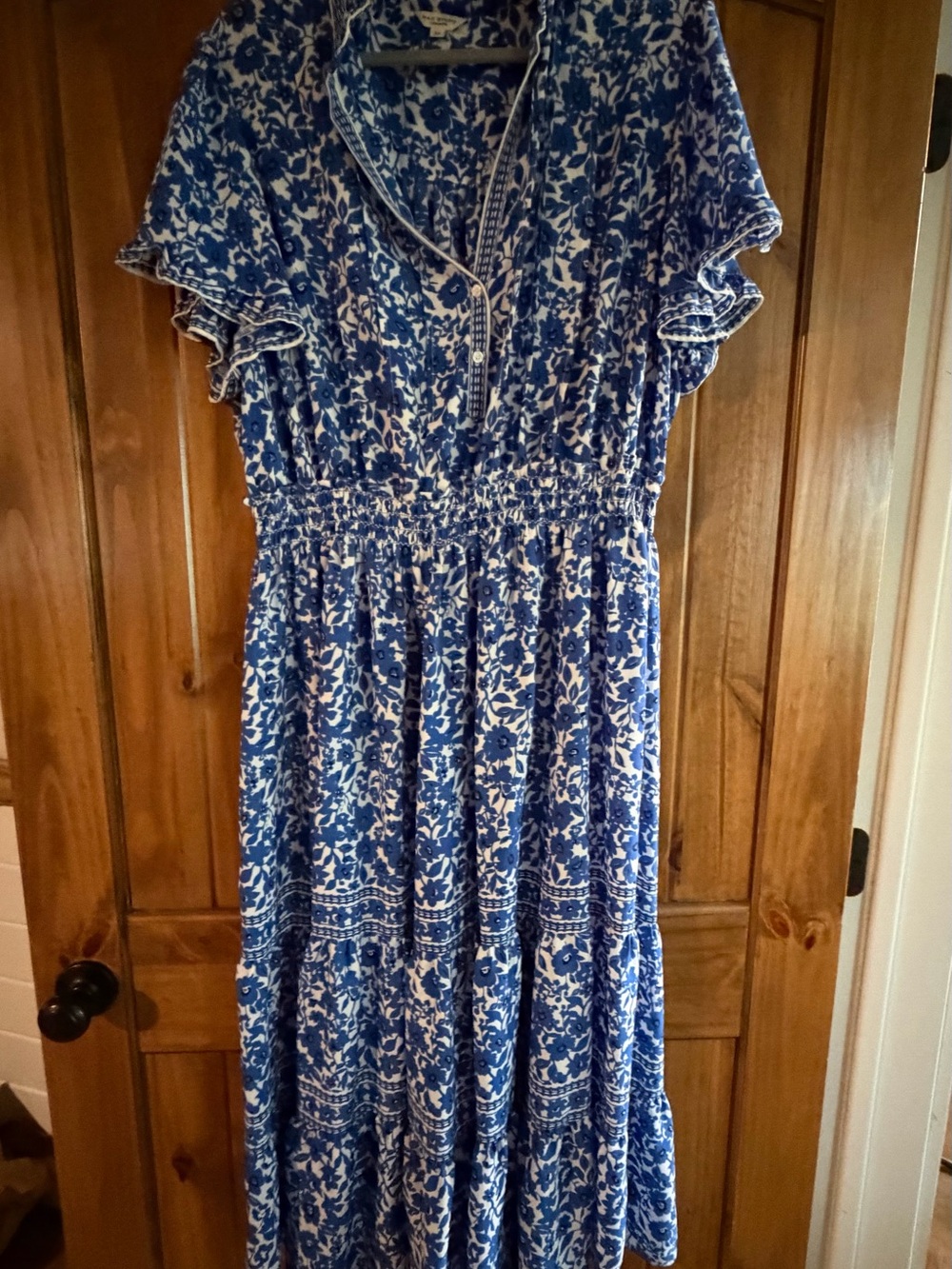 Max Studio Blue and White Floral Maxi Dress